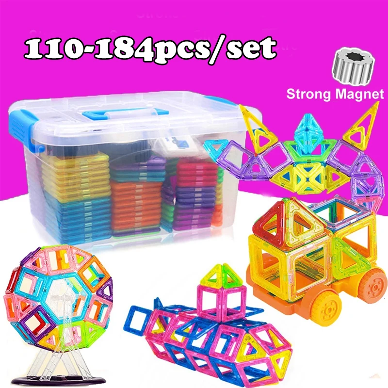 110-184pcs Mini Size Magnetic Building Blocks DIY Magnets Toys for Kids Designer Construction Set Gifts for Children Toys