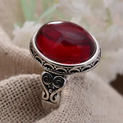 New Arrival Fashion Garnet Stone Flower Thai Silver Ladies Wedding Ring Original Jewelry For Women Christmas Gifts