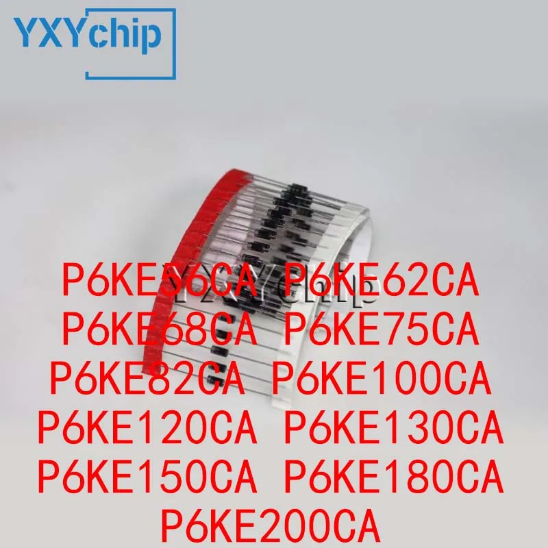 20PCS TVS Diode P6KE56CA P6KE62CA P6KE68CA P6KE75CA P6KE82CA P6KE100CA P6KE120CA P6KE130CA P6KE150CA P6KE180CA P6KE200CA DO-15