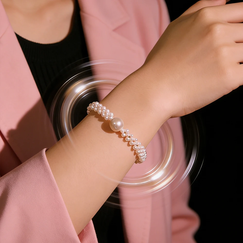 

Высококачественный трехслойный тканый браслет из натурального жемчуга, элегантные простые браслеты для женщин, очаровательный браслет, ювелирные изделия, аксессуары для девочек