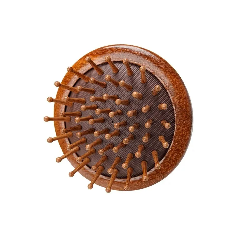Sandalwood Massage Comb with Finger Ring Wooden Head Meridian Comb Scalp Massager Anti-Static Full Body Guasha Tool