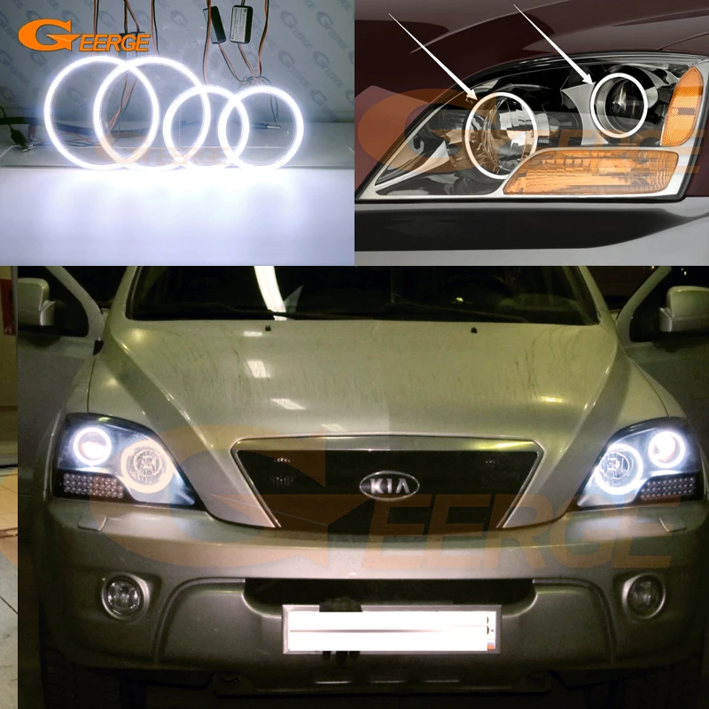 For Kia Sorento I BL Facelift 2006 2007 2008 2009 Excellent Ultra Bright COB Led Angel Eyes Kit Halo Rings Day Light