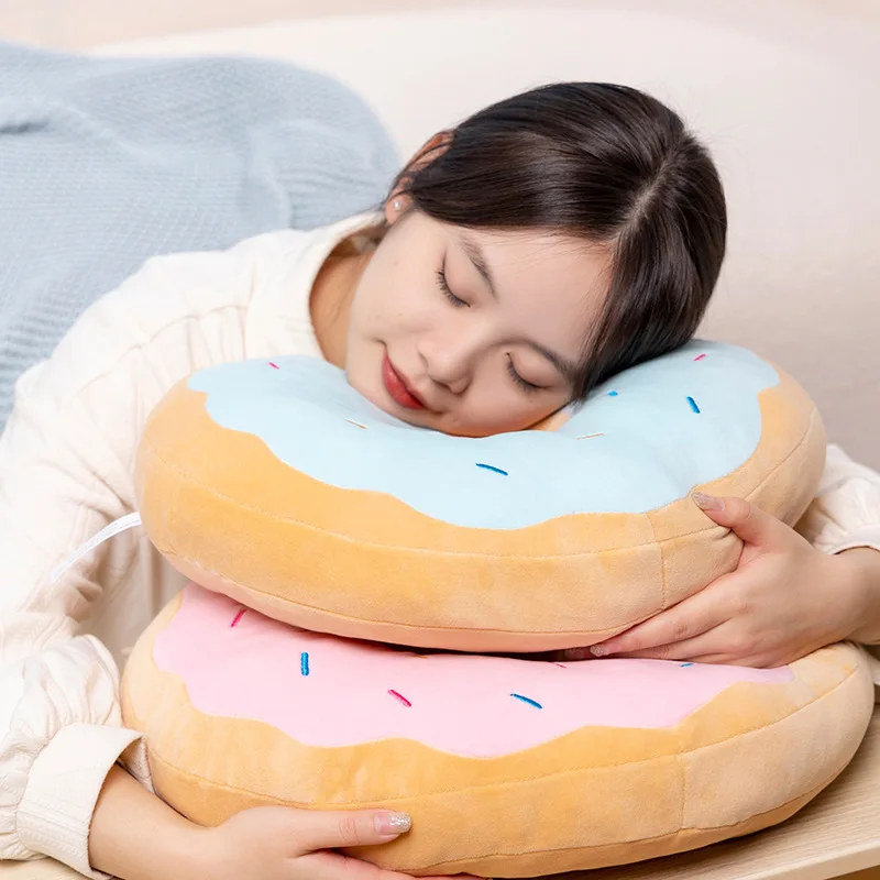 Kawaii Donut Pillow Office Lunch Break Waist Stuffed Plush Pillow Chair Cushion Plush Cute Simulation Chocolate Cookie Plush toy