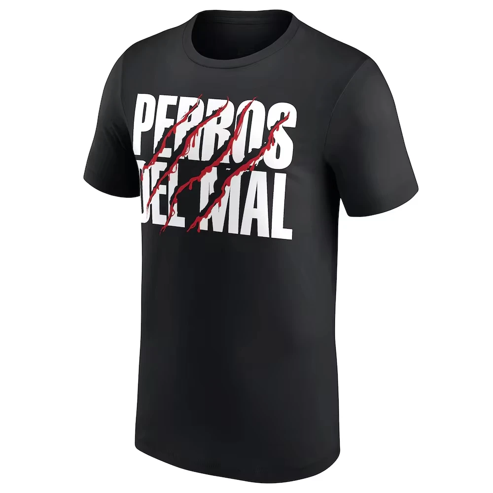 Men's Black Los Perros Del Mal AAA Faction T-Shirt Printed Outdoor Sports Quick Dry Short Sleeve Daily Casual Summer T-Shirt