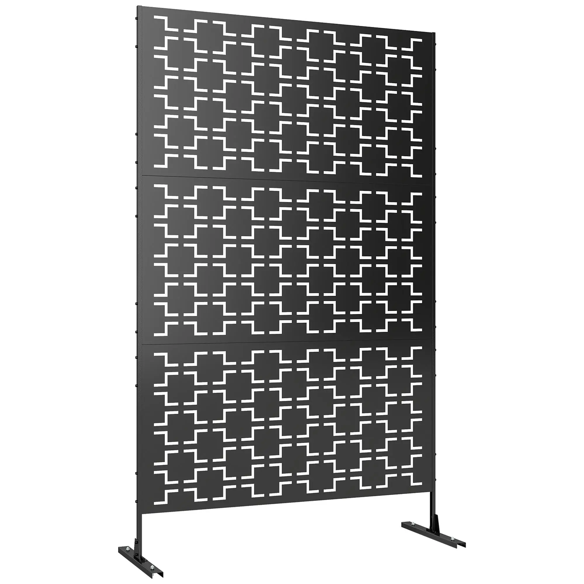 Paravent en métal noir pour jardin, terrasse et balcon, ensemble de 3 pièces, 122x45x198cm