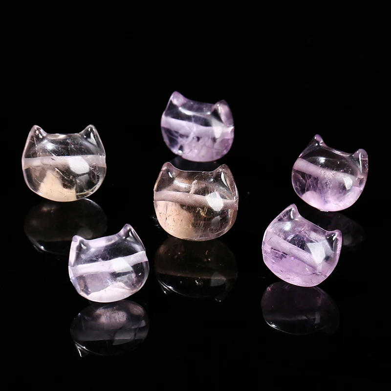 1 Pc Natural Amethyst Carved Faceless Cat Beads With Hole Cartoon Pendant For Jewelry Making Diy Necklac Bracelet Accessory