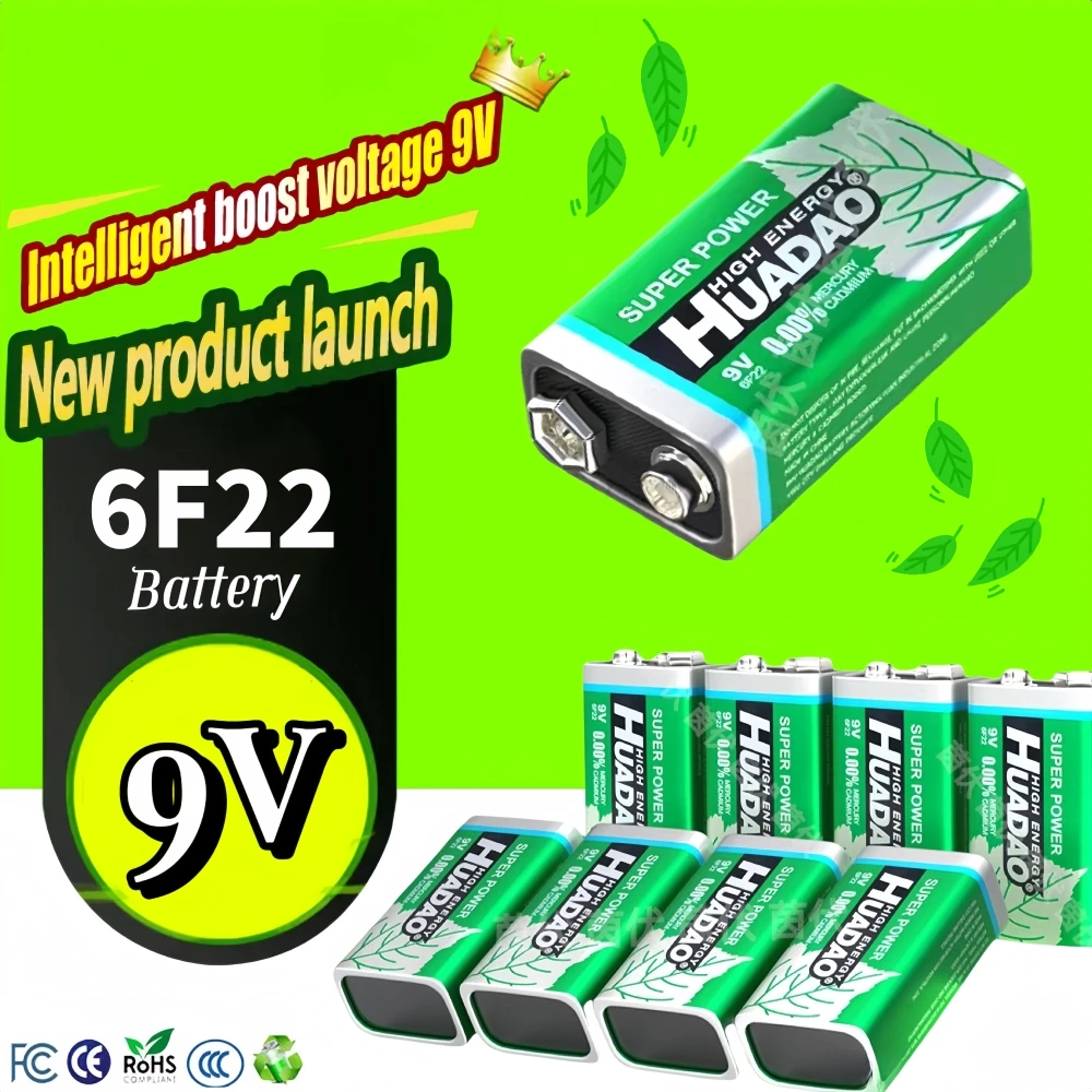 High quality 9V 1100mAh Battery 6F22 Dry Battery,For Microphone Multimeter Smoke Alarm Walkie Talkie Electric Guitar Detector