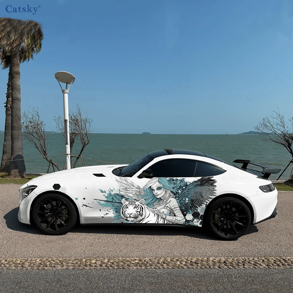

Winged Angel Tiger Colorful Car Vinyl Wraps Decal Self-adhesive PVC Sticker Suitable for Trucks SUV Decor Auto Accessories Gift