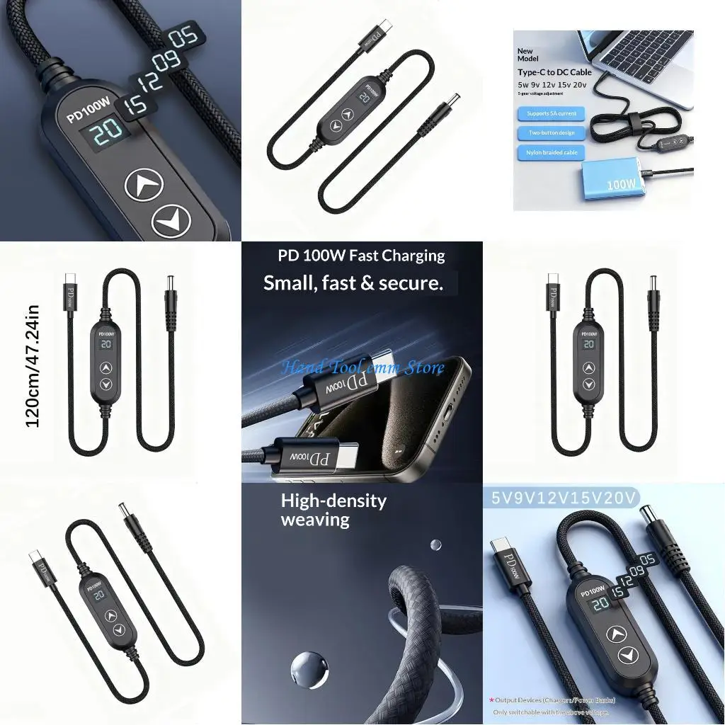 

H37F Type C to 5A High Current Chargers with Braided Nylons Cable 5V to 20V for TangleFree Power Delivery Applications