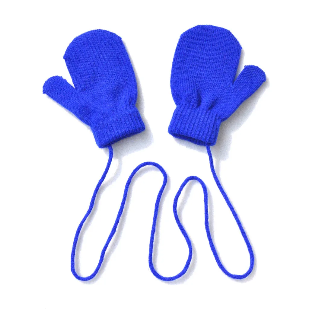 Mittens For Women Cold Weather Insulated Gloves Cute With String Solid Winter Warm Children Knitted Gloves