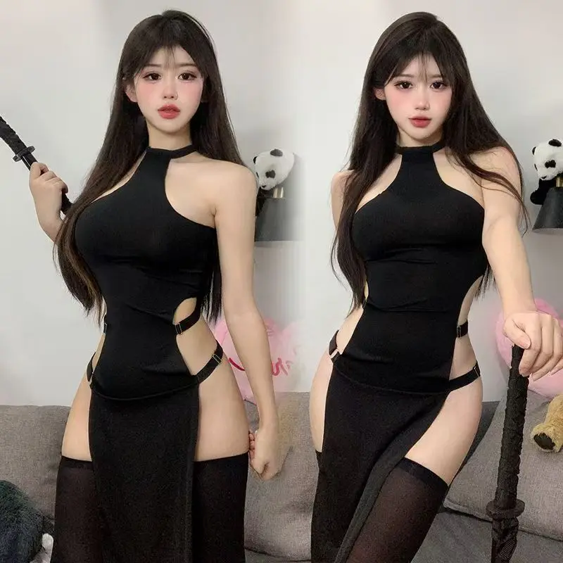 

Europe and America hot sexy hanging neck cheongsam adjustable uniform lure adult sexy clothes underwear.