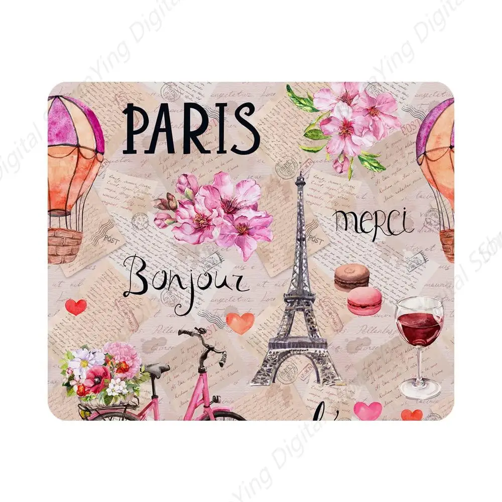 

Paris Tower Gaming Mouse Pad Flower Balloon Anti Slip Rubber Mouse Pad Computer Desk Laptop Office 18*22cm