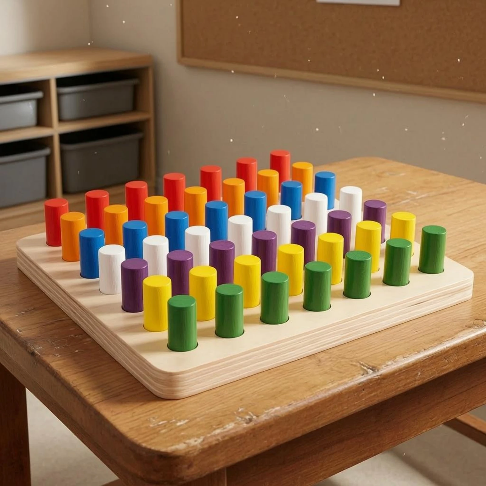 

Educational Pegboard Toy Cylindrical Pegs Educational Pegboard Activity Color Sorting Toy Hands-on Wooden Sorting Board