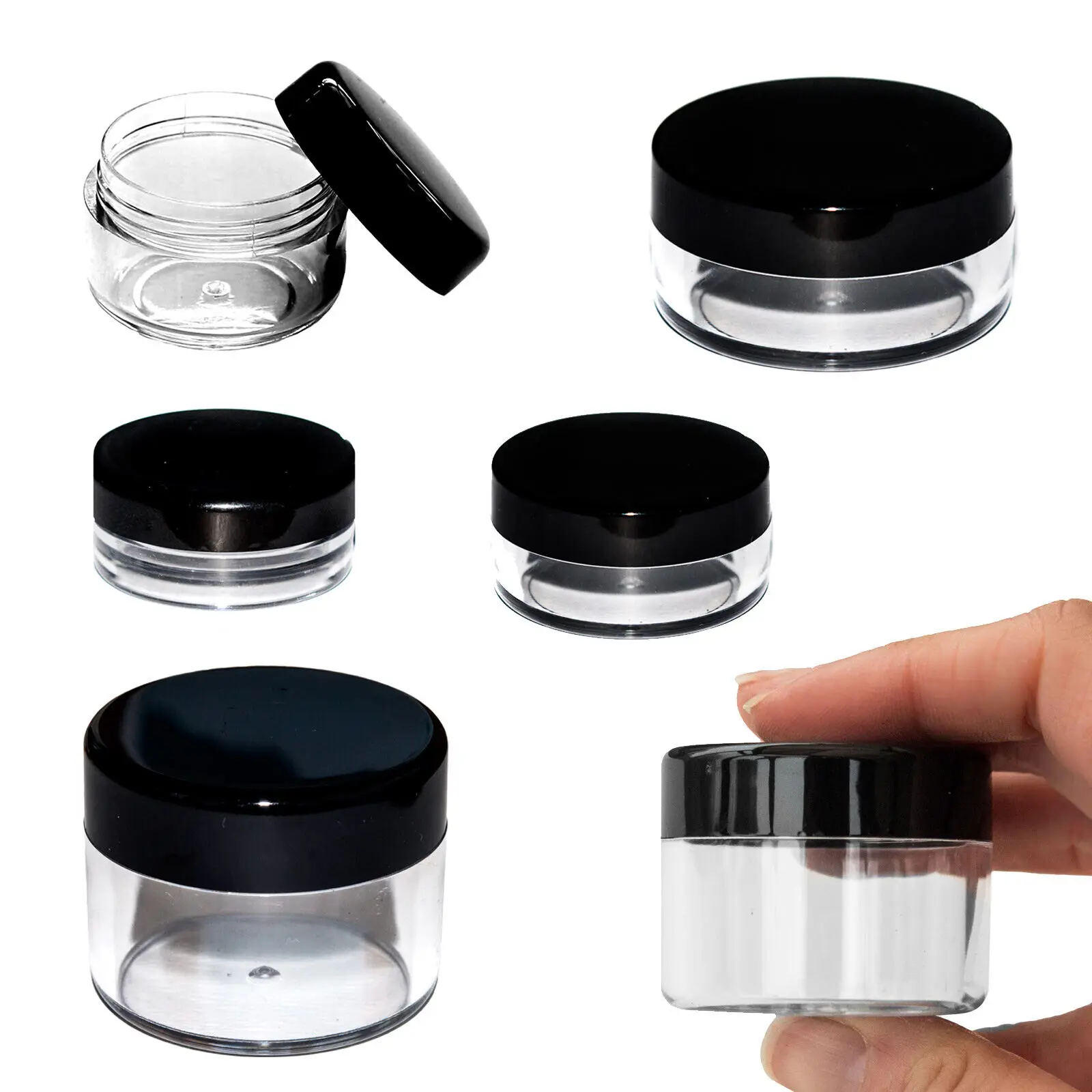 Récipient cosmétique en plastique africain rond, pot d'échantillon, pot de voyage, 3ml, 5ml, 15ml, 10ml, 200 pièces