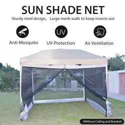 Anti-Insect Gazebo Mosquito Net, Upgrade Four Doors Design, Parede lateral do jardim, Substituição Pano Canopy, Tent Acessório