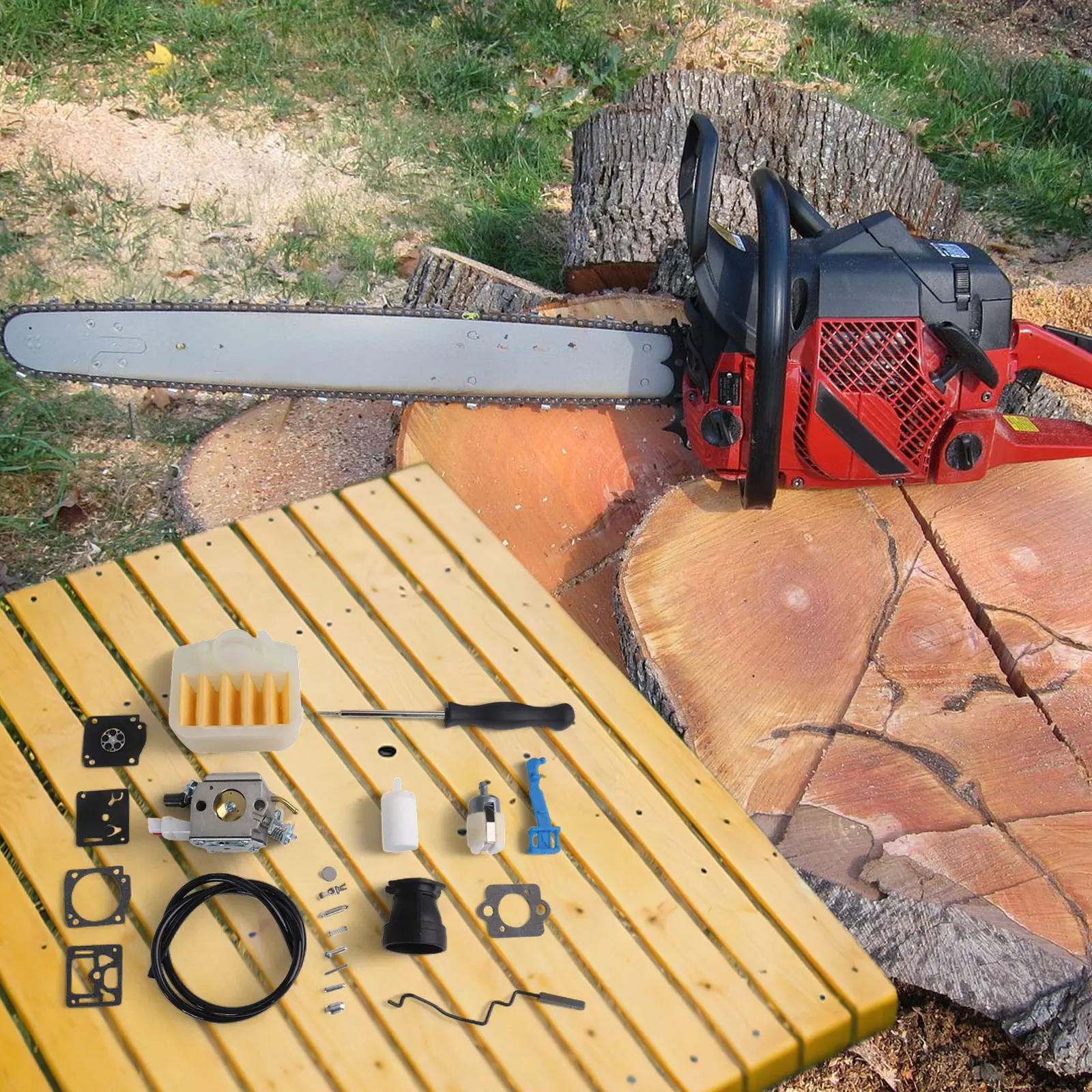 

Ремкомплект карбюратора 503283208, как показано на рисунке, с воздушным фильтром, простая установка, для моделей 340, 340E, 345, 346XP