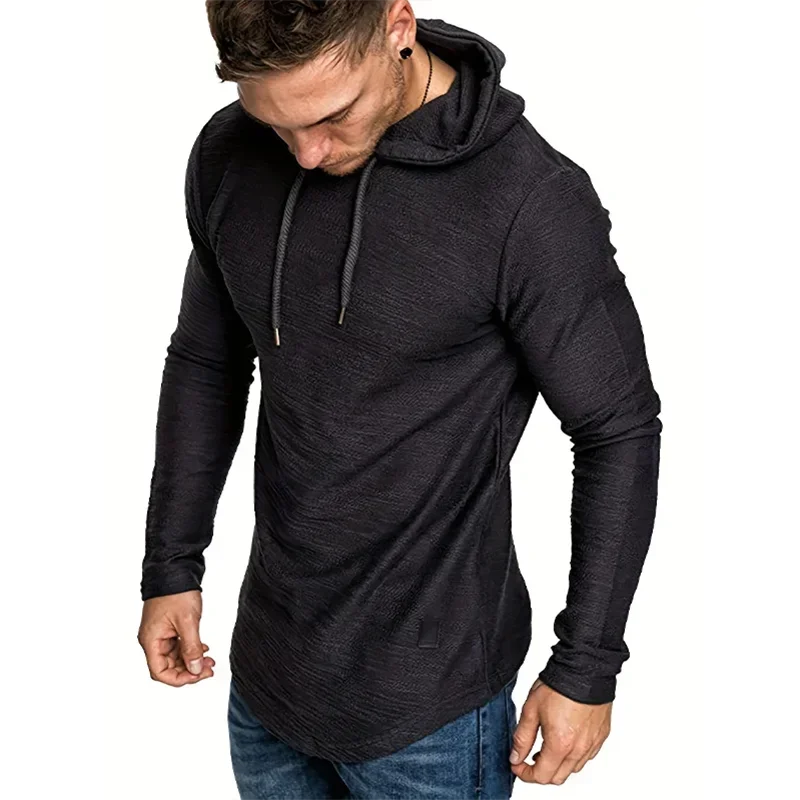 New Spring Autumn Streetwear Fashion Outwear Men\'s Soild Color Hooded Sweatshirt Hoodies Casual Loose Thin Coats