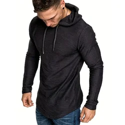 New Spring Autumn Streetwear Fashion Outwear Men's Soild Color Hooded Sweatshirt Hoodies Casual Loose Thin Coats