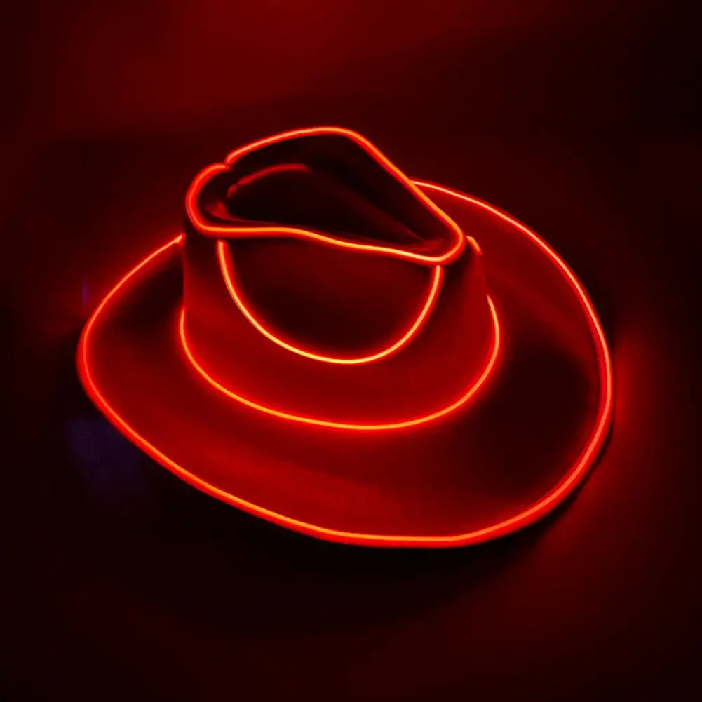 Led Fluorescent Hat Led Glowing Cowgirl Hat for Bachelorette Party Wireless Disco Western Cowboy Cap with Colorful Lights Unisex