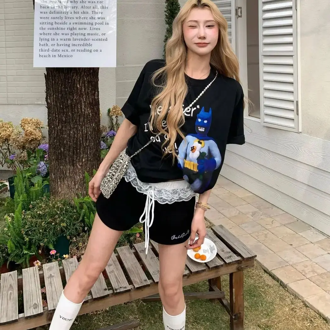 Korea Version Lace Sexy Hot Girl Low Waist Embroidered Shorts Women Summer New Versatile Casual Spliced ​​Lace Sports Pants