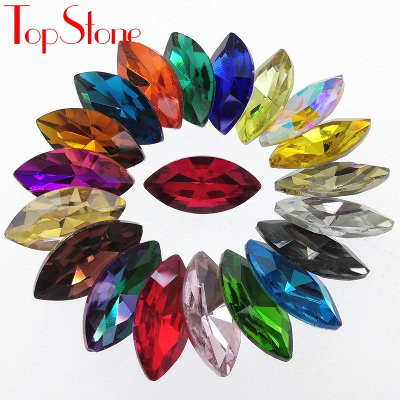 TopStone Navette Fancy Stone Colors Pointback Horse Eye Glass Crystals Rhinestones 3x6 4x15 5x10,6x12,7x15,9x18,13x27,17x32mm