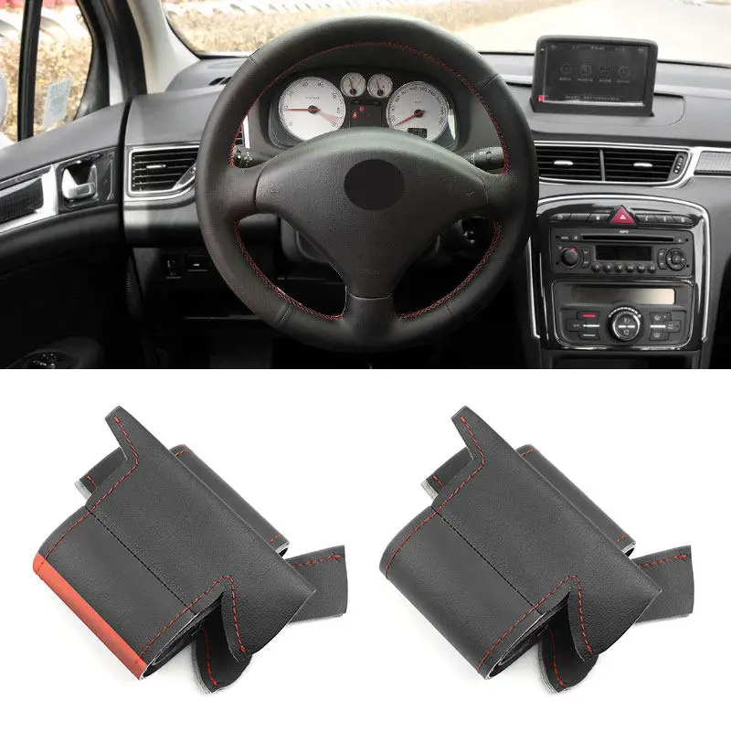 For Peugeot 307 2001 2002 2003 2004 - 2008 307 SW 2005-2008 Car Interior Steering Wheel Cover Microfiber Leather Protective Trim