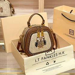 Light luxury brand designer women's handbag 2024 new fashionable high-end handbag crossbody shoulder bag small round bag