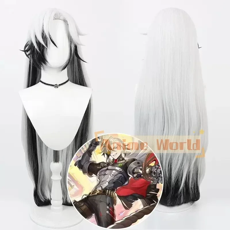 Honkai Star Rail Boothill Cosplay Wig 80cm Long White Black Heat Resistant Synthetic Hair Halloween Party Role Play + Wig Cap