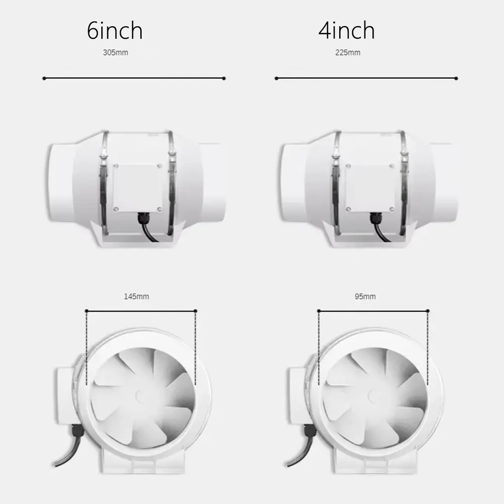 1Pcs New Silent Industrial Exhaust Fans 4/6inch Round Pipe Duct Fan Air Clean Ventilator Bathroom Kitchen Toilet Wall