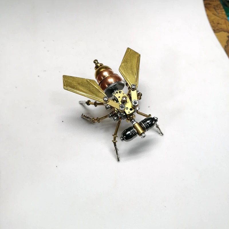 Mainan Puzzle 3D Kit Model Lalat Kecil Perakitan Logam DIY untuk Hadiah Anak-anak Dewasa Ornamen Serangga Mekanis Steampunk Buatan Tangan Murni