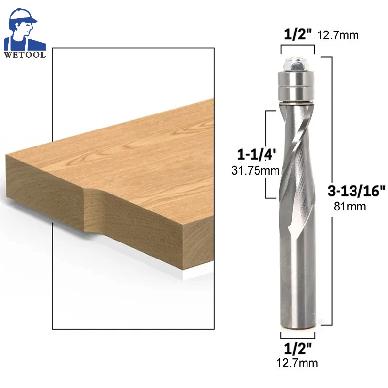 ดอกกัดโซลิดคาร์ไบด์แบบเกลียว ขนาด 1/2 นิ้ว 12 มม. สำหรับงานกัดไม้ ดอกกัดปลายตรง ดอกกัด CNC สำหรับงานไม้