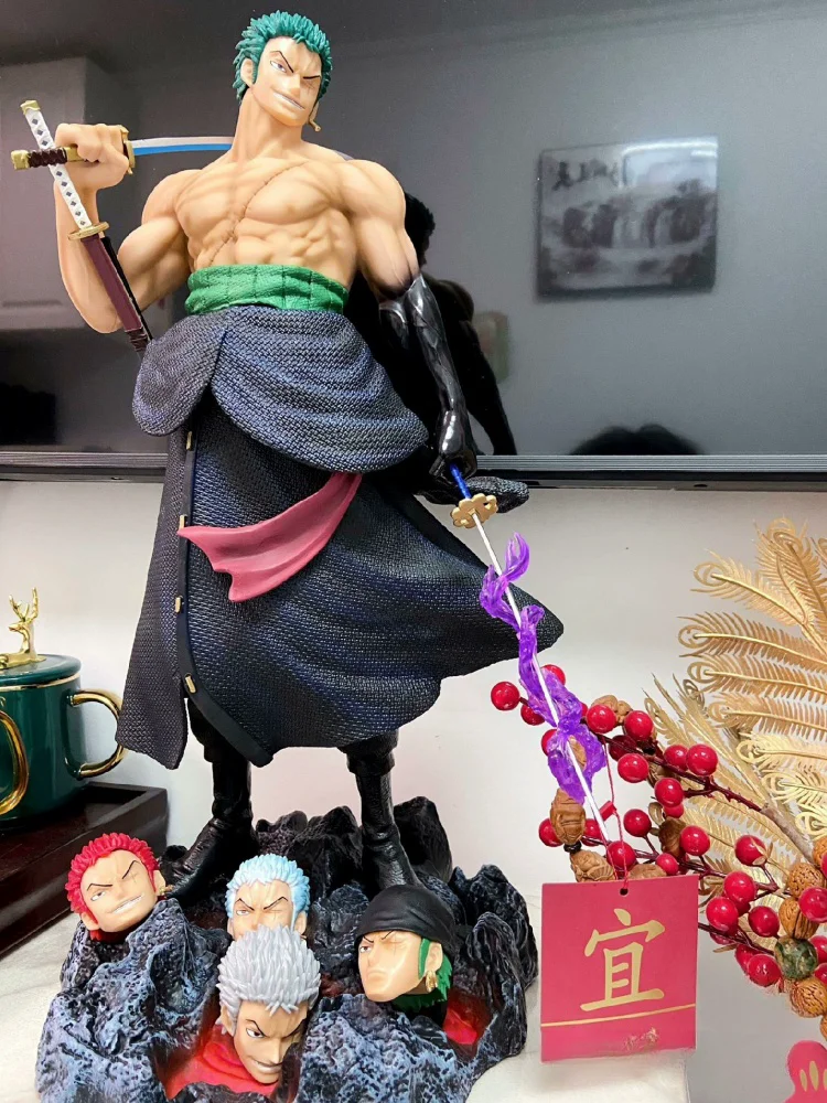 In Stock Hot 50cm One Piece Stand Posture Roronoa Zoro Anime Action Fight Figures Model Toys Pvc Statue Dolls Birthday Gifts