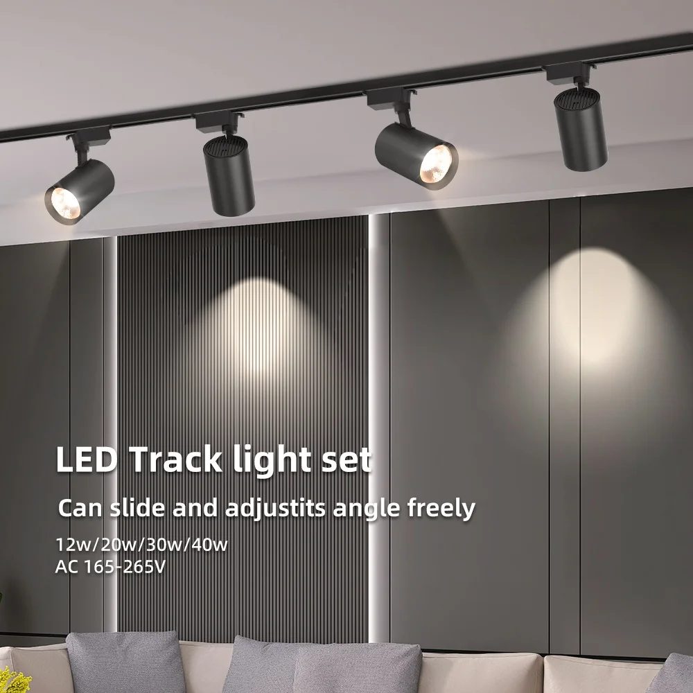 220V Spot Led Track Light Full Set 12/20/30/40W Spotlight LED Ceiling Lighting Indoor for Living Room Kitchen Rail Track Lights