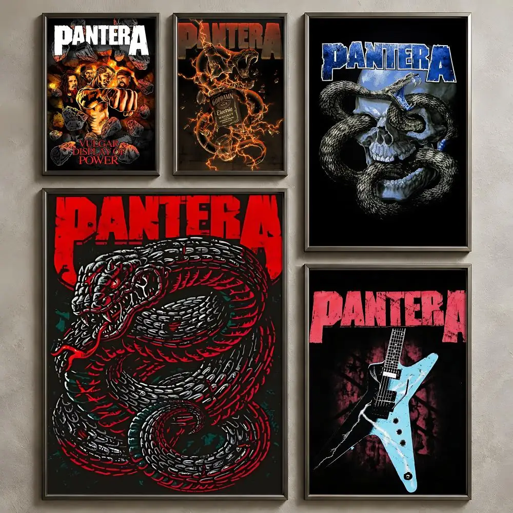 Band P-Pantera-a Poster Vintage Self Adhesive PP Wall Art Home Bar Bedroom Decor Gift