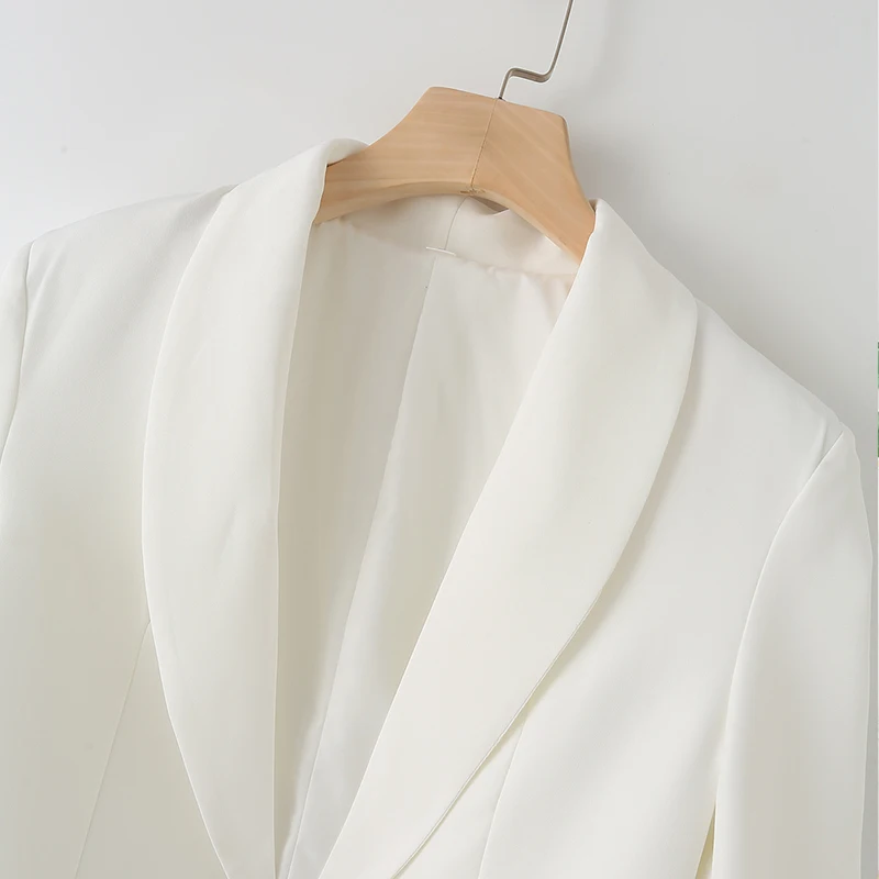 

Spring 2025 Women's Faion ort Sve Suit Jaet with Hook Ele Personali Long Sve Polyester Commute Sle Pure C...