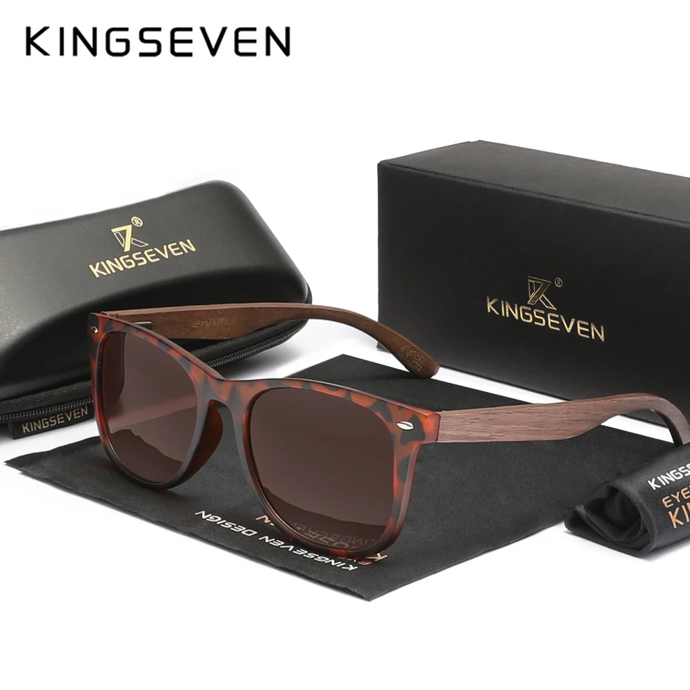 

KINGSEVEN трендовые солнцезащитные очки из орехового дерева, поляризационные мужские очки, роскошные женские очки UV400, очки для путешествий в стиле ретро