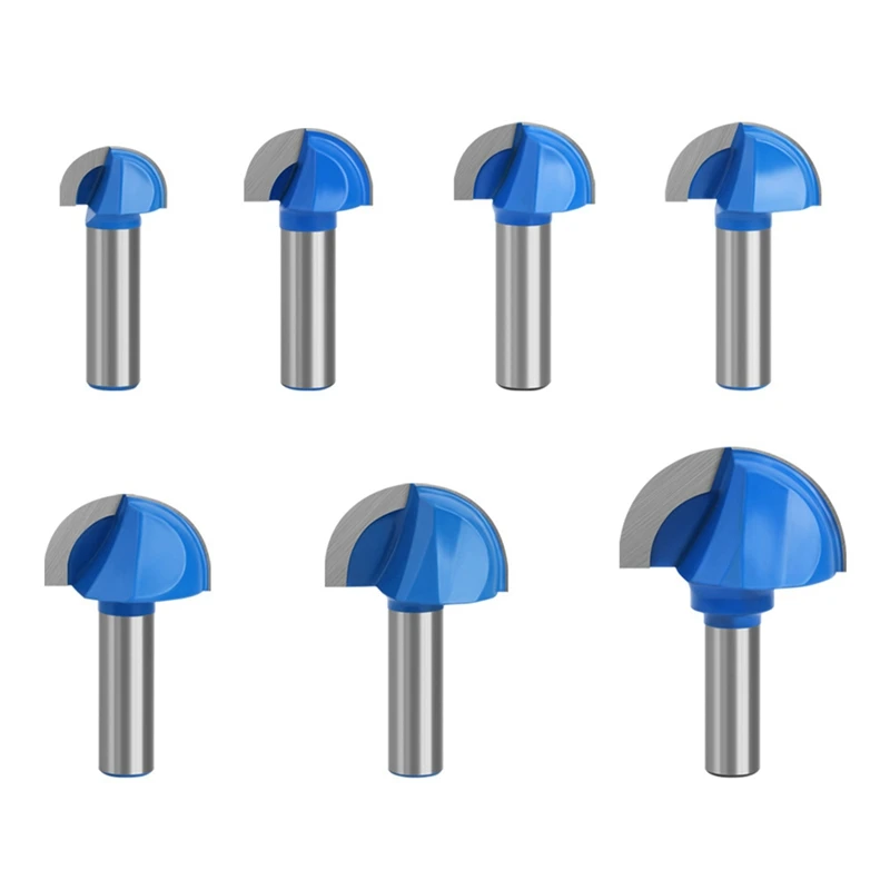 1/2 Shank Round Nose Groove Core Box Router Bit Double Groove Woodworking Tools Half Round Relief Drill Bits