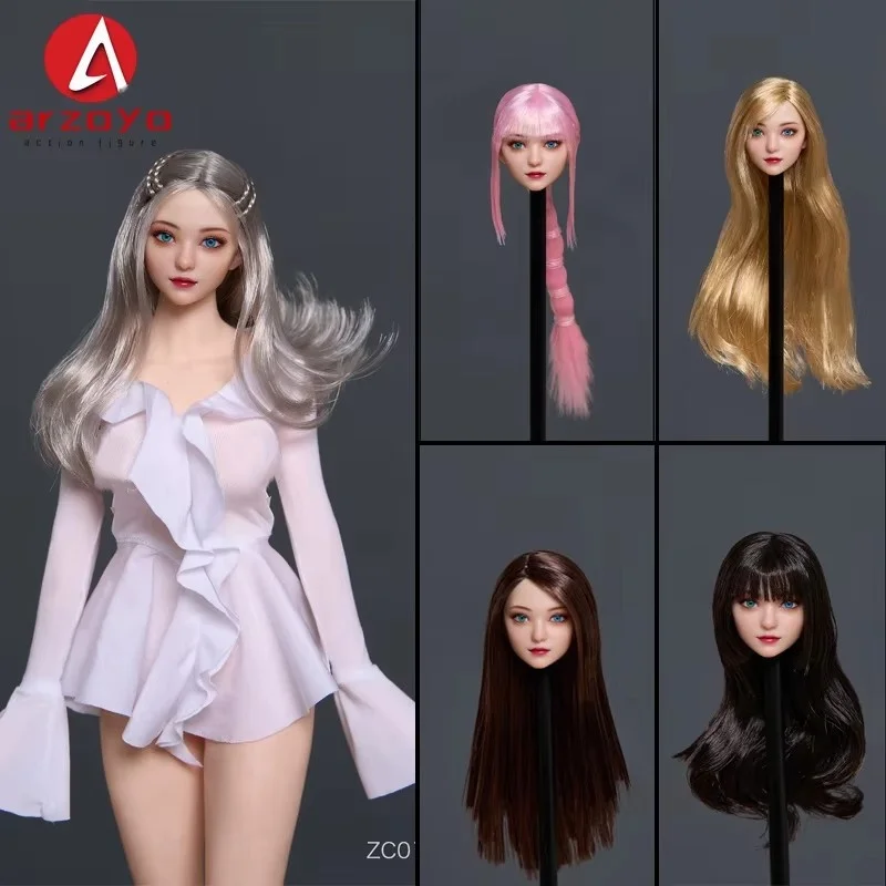 

In Stock Z6TOYS ZC015 1/6 Lovely Girl Head Sculpt with Movable Eyes Fit 12'' TBL AT201 203 Pale Skin Female Action Figure Body