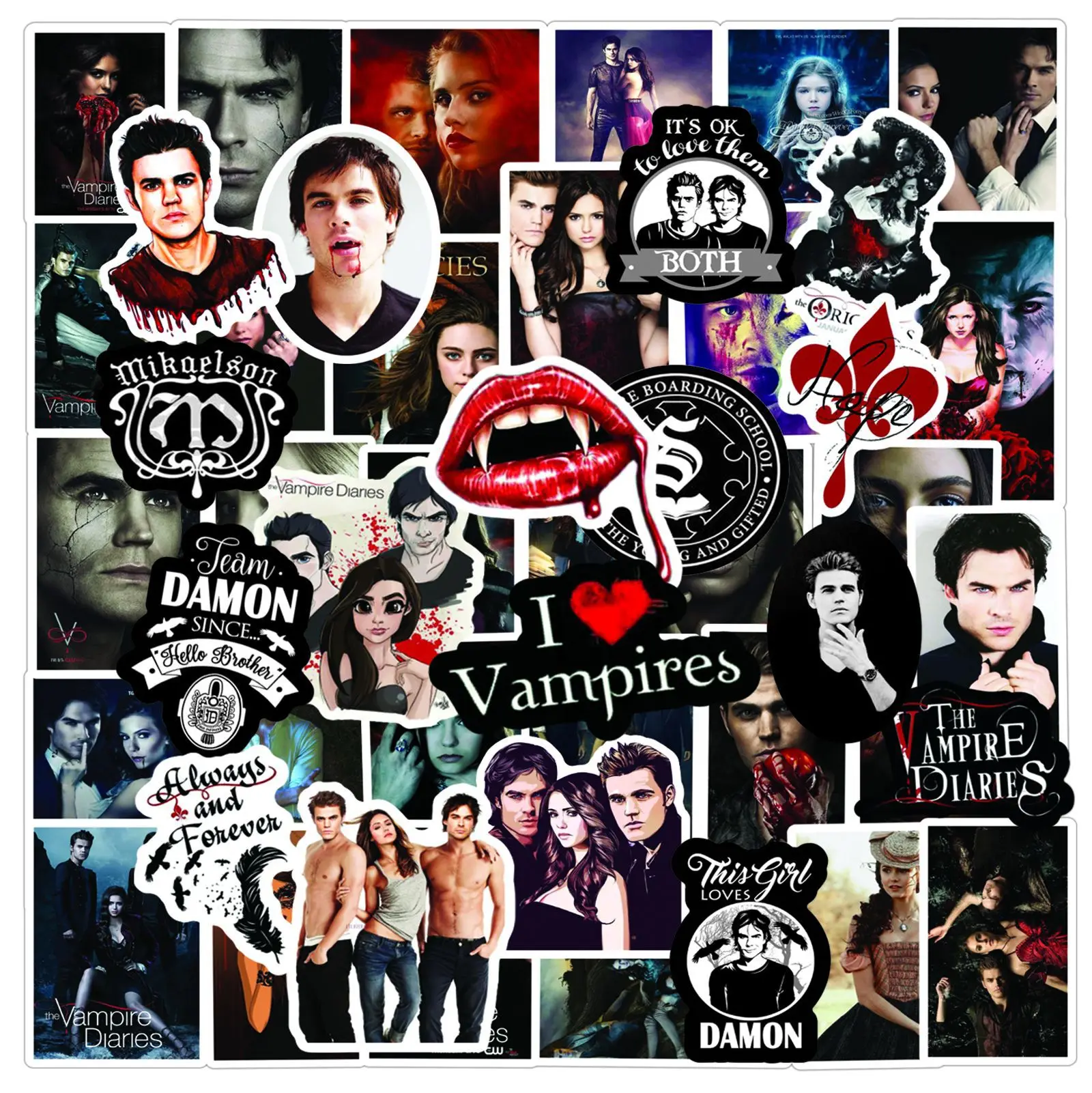 

10/30/50pcs American Drama The Vampire Diaries Graffiti Stickers Notebook Guitar Water Cup Trolley Case Pvc Waterproof Stickers