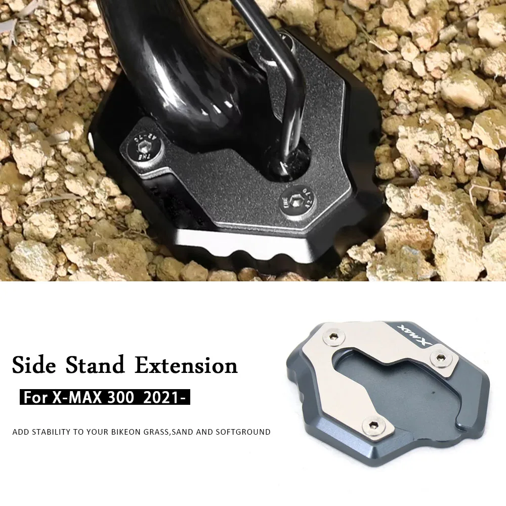 

CNC Kickstand X-MAX 300 XMAX 300 Motorcycle Accessories Side Stand Extension Plate Foot Pad For YAMAHA XMAX 300 2021 2022 2023
