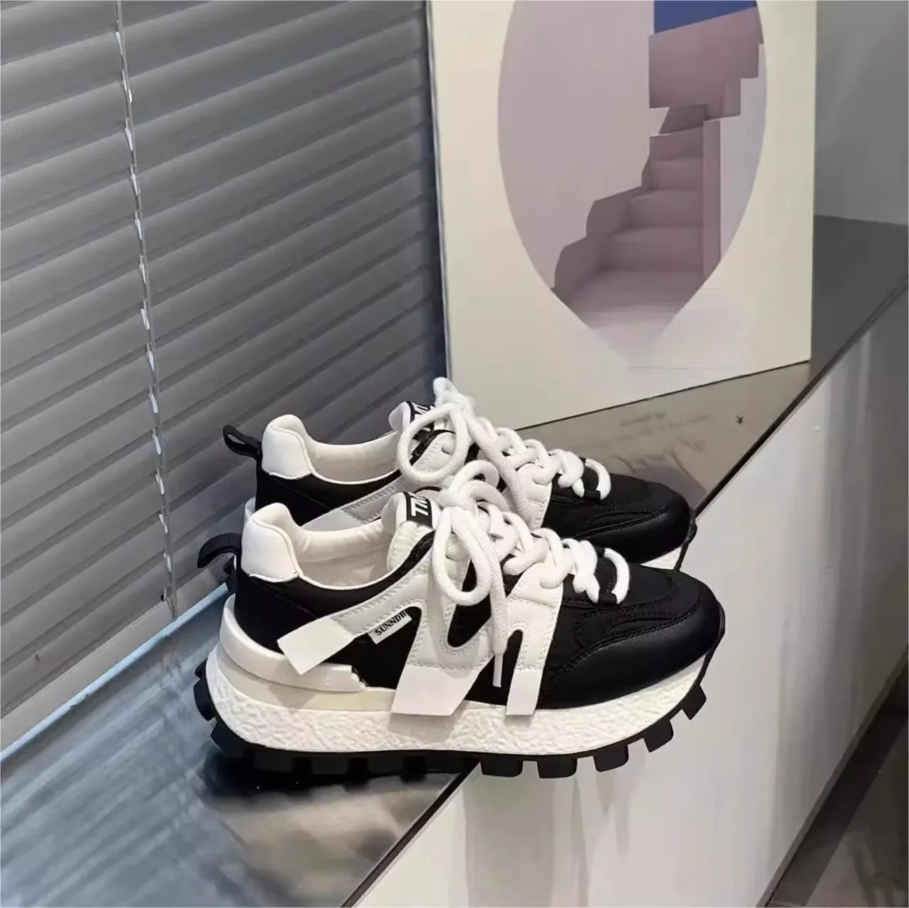 

(Height-increasing 5CM) Women's 2025 autumn New thick-soled shoes daddy shoes muffin color matching casual sneakers for girl