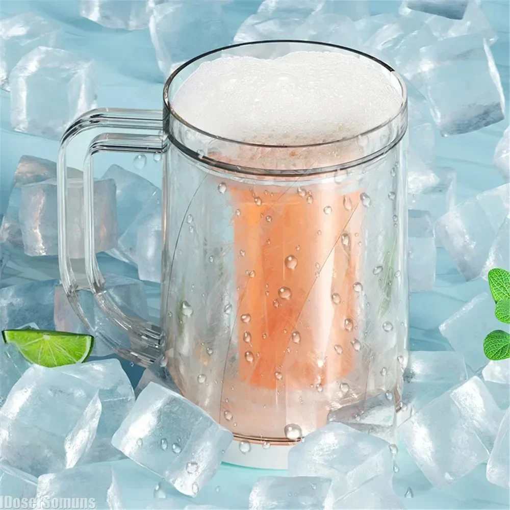 

Creativity Freezing Beer Mug Double Layer Sandwich Liquid Refrigerator Frozen Cup Cold Drink Chilled Cups Kitchen Bar Drinkware