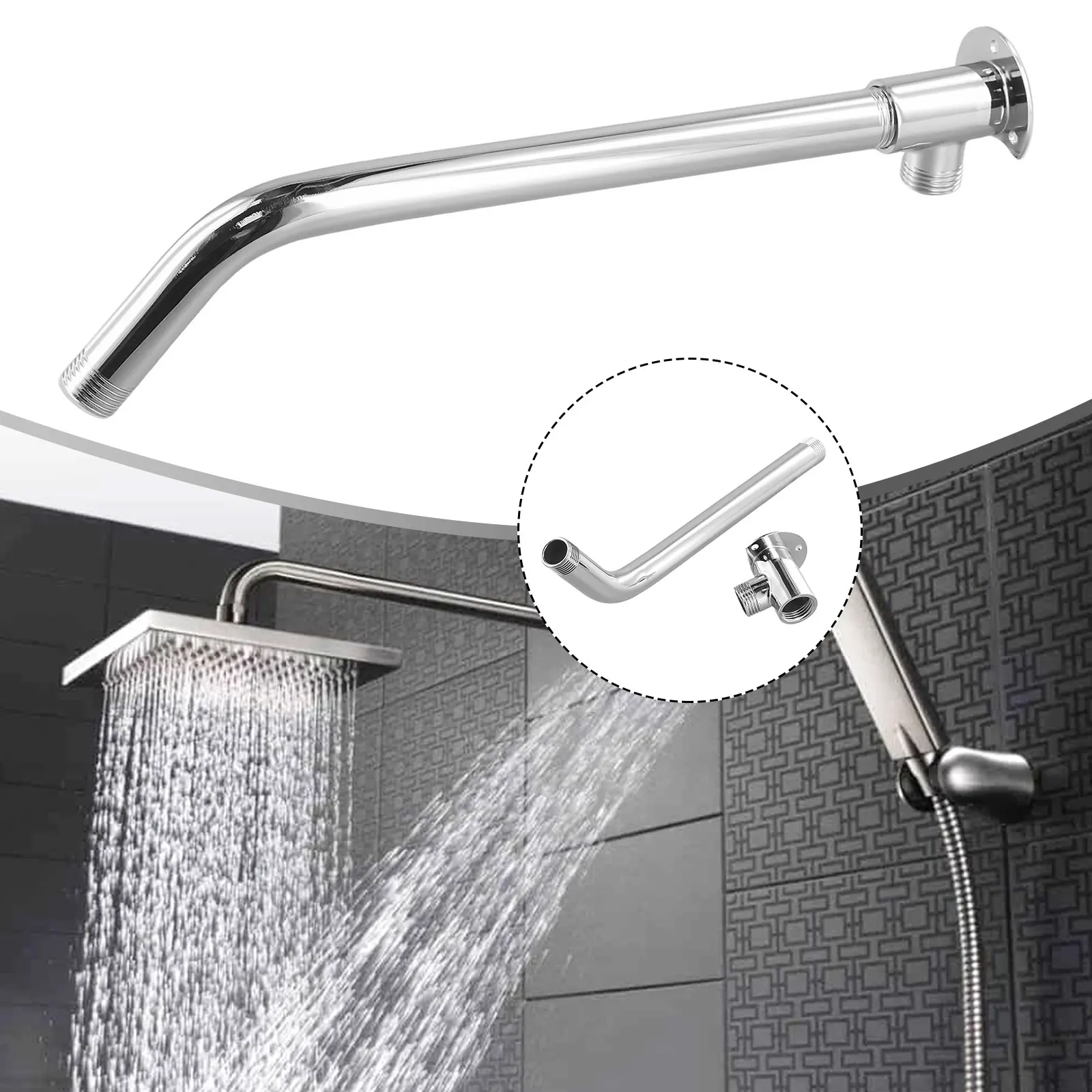 Stainless Steel Shower Head Extension Arm Wall Mounted Tube Rainfall Shower Tube Extend Pipe For Bathroom Accessories