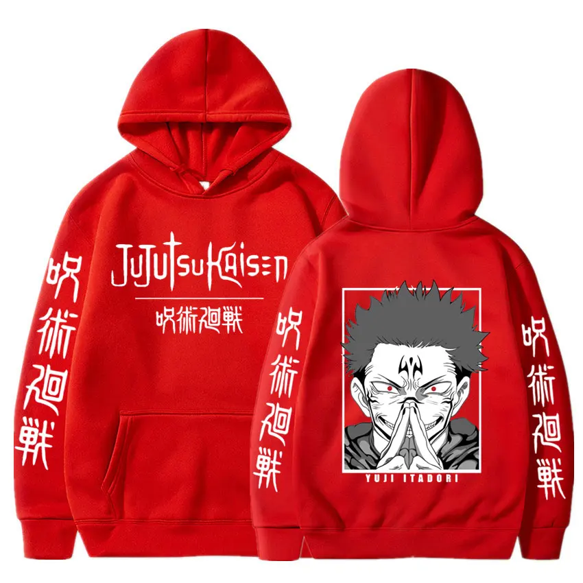 مانغا Jujutsu Kaisen Ryomen Sukuna الجرافيك هوديس خمر المتضخم مقنعين الهيب هوب طويلة الأكمام قلنسوة من القطن الرجال ملابس حريمي