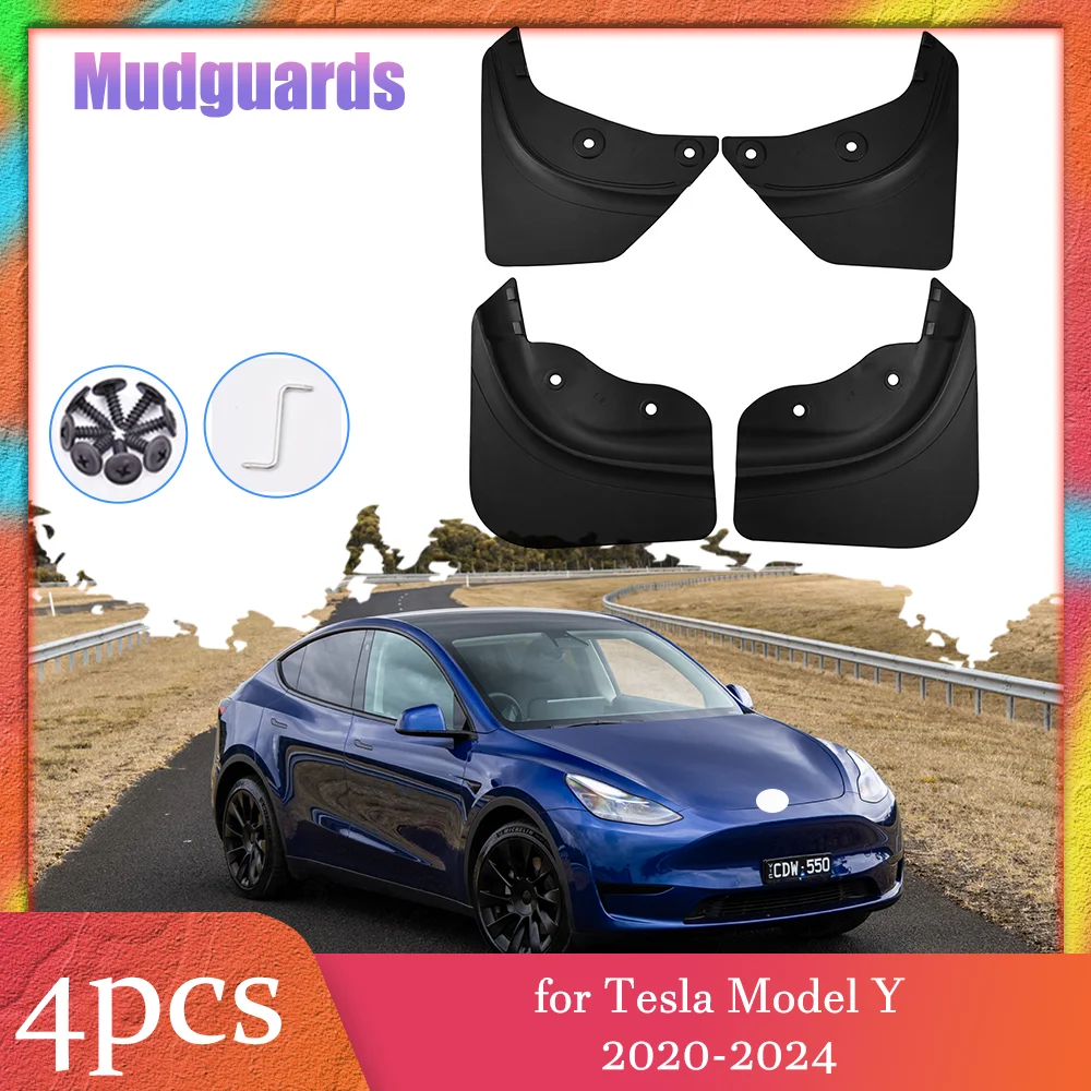 4x Mudflaps for Tesla Model Y 2024 2023 2022 2021 2020 Car Mud Flaps Splash Guards Cover Mudguards Original Fender Accessories