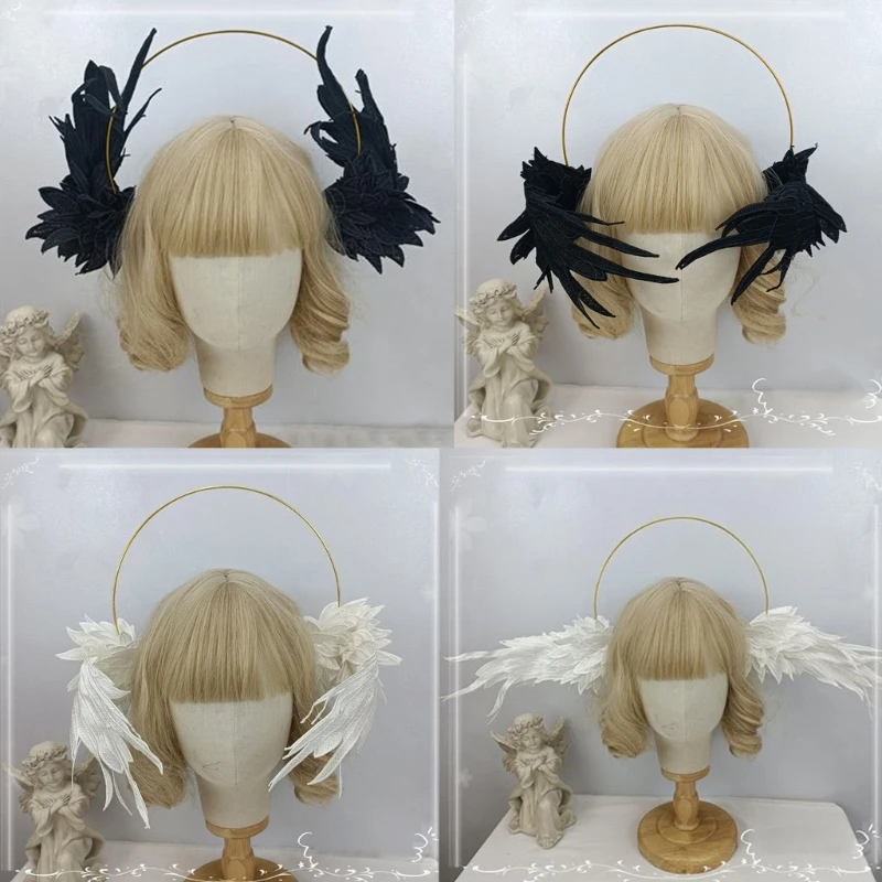Halos korony pałąk anioł skrzydło bogini tiary gotyckie Cosplay akcesoria do włosów Dropship