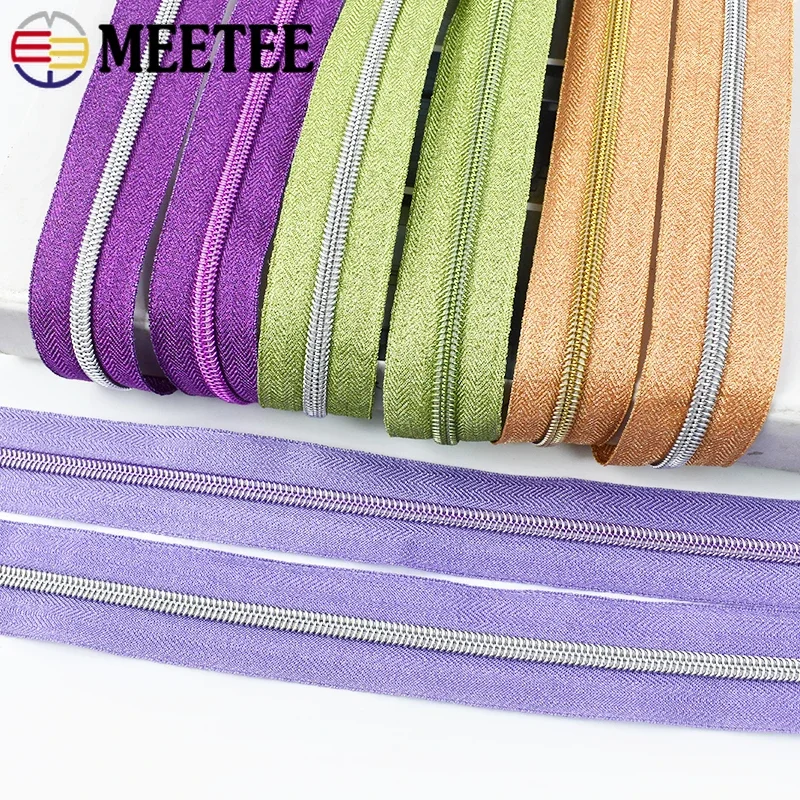 1/2/3/5M 5# Zipper for Sewing Bag Down Jacket Nylon Zippers Tapes By The Meter Coil Roll Zip Repair Kit DIY Garment Accessories