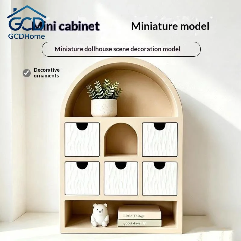 Dollhouse Miniature Cupboard Storage Furniture Realistic Model Ornament for DIY Handcraft Hobby Collection Home Decor