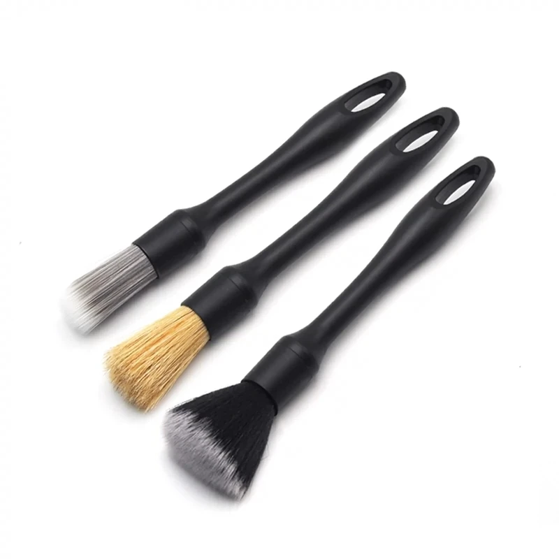 3PCS Zestaw szczotek do detali samochodowych Super miękka szczotka do detali wnętrza samochodu z syntetycznym włosiem Szczotka do kurzu samochodowego Akcesoria