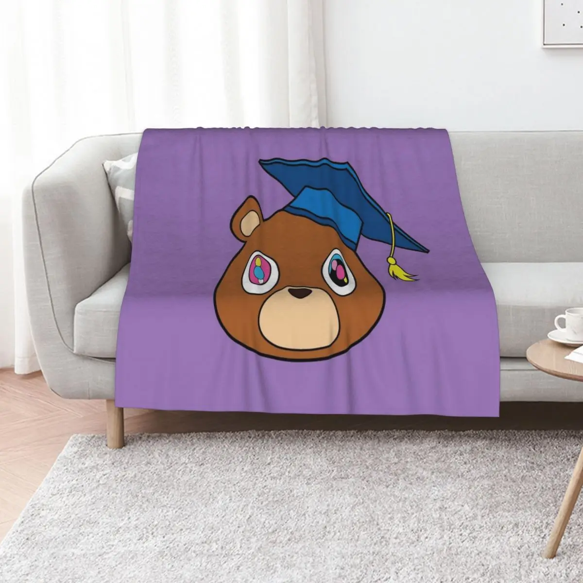

Kanye Graduation Bear Throw Blanket Designers warm for winter Nap Loose Blankets
